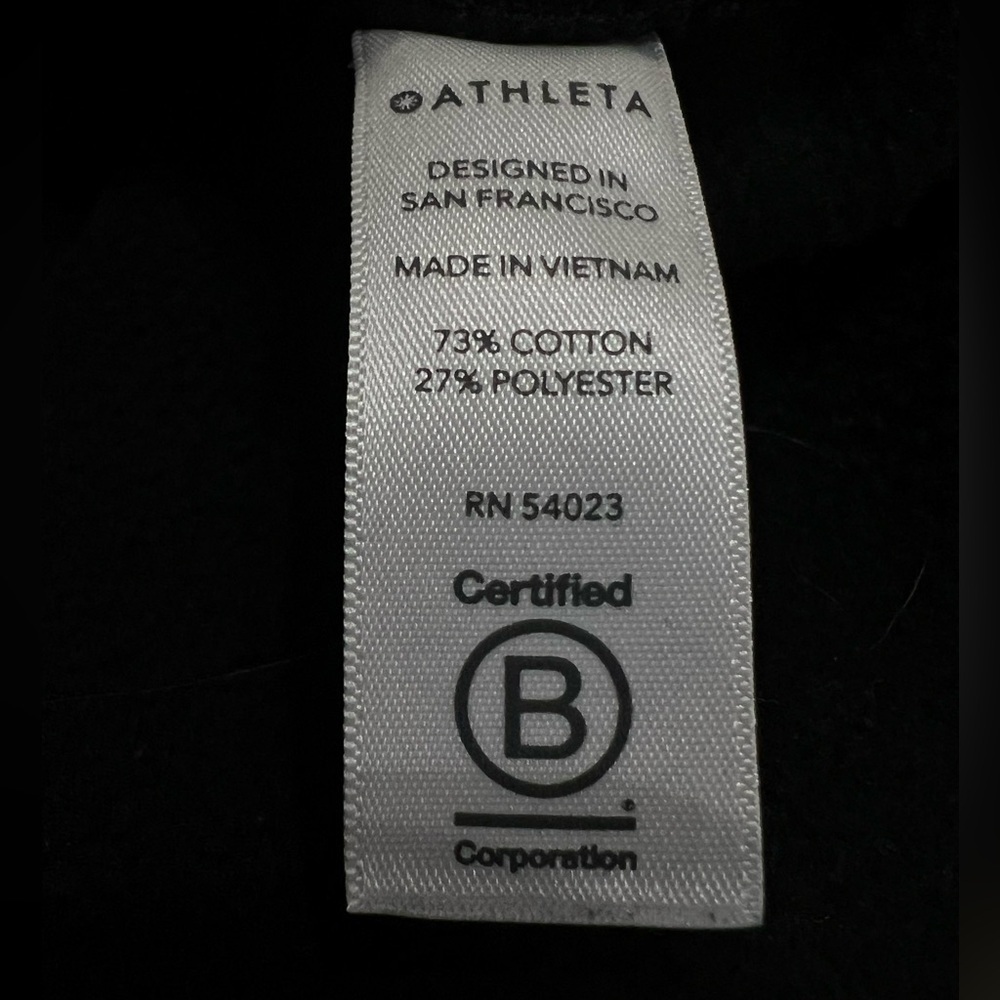 Athleta 24/7 Funnel Neck Sweatshirt Black Side Slits Inside Fleece Size Small - Picture 9 of 9